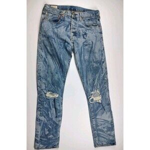 Levis 501 ST Jeans Mens 32x32 Slim Taper Fresh Leaves Timberlake Distressed
